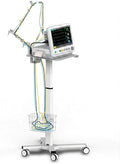 Mount Plus MB-X5 Height-Adjustable Mobile Medical Trolley for ECG Devices with Cable Arm and Storage Basket