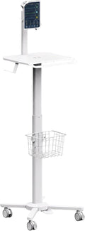 MB-C13-5 Height Adjustable Lightweight Anti-Theft Medical Trolley Cart for IPAD, Tablet (7.9"-12.5") with Keyboard Table, Basket, Scanner Holder for Hospital Clinic Dental Office Home Office