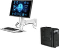 MED02-C2 Medical Wall Mount Workstation with Folding Keyboard Tray | Large Sliding Mouse Pad | Height Adjustment Space Save Folding Design for 17"-35" Screen | Scanner Holder With CPU Wall Mount
