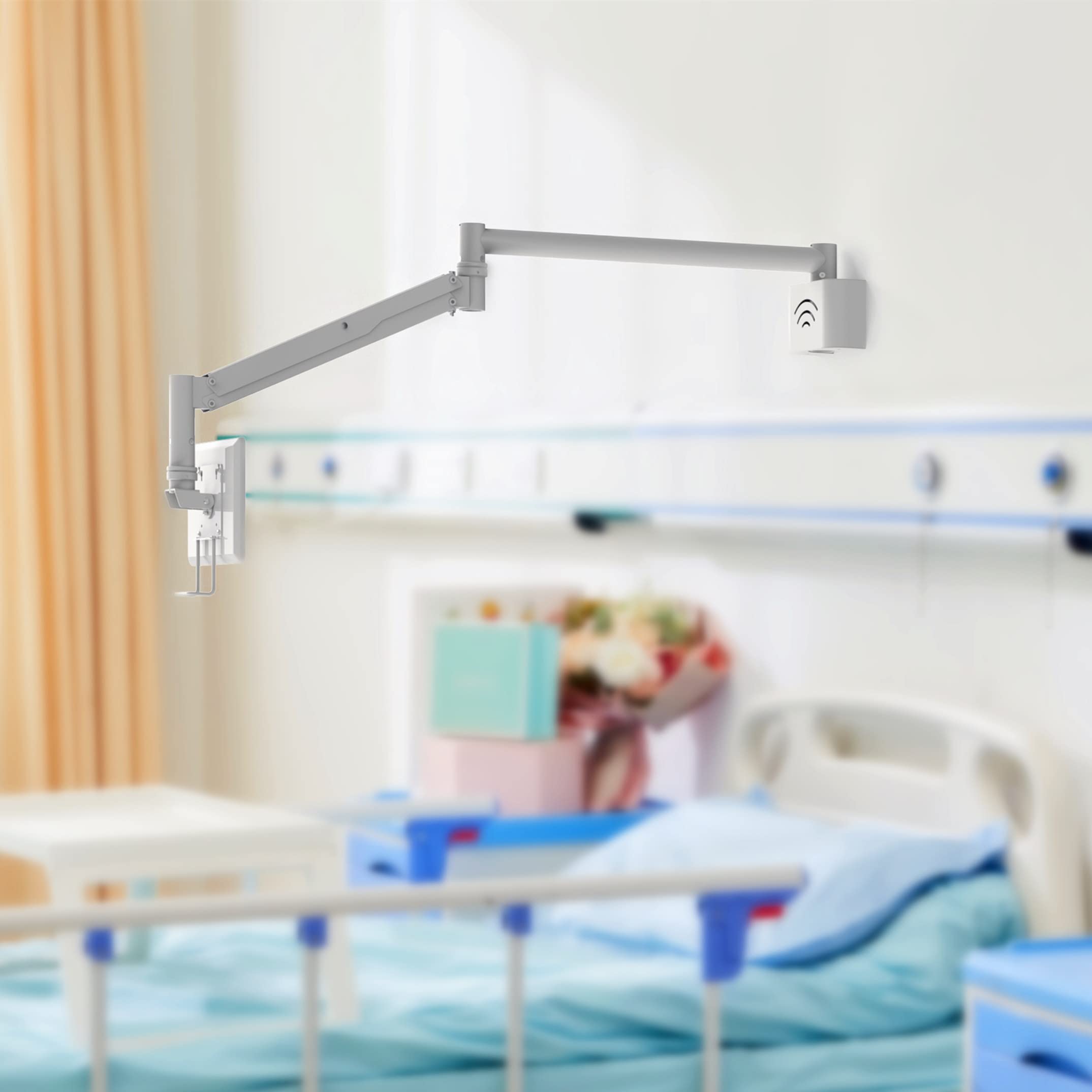 Mount Plus MB-W01 Medical Grade Wall Mount for 13.3" Tablet, iPad, Monitor | 46.8" Long Arm, 540 Rotation, Concealed Cables