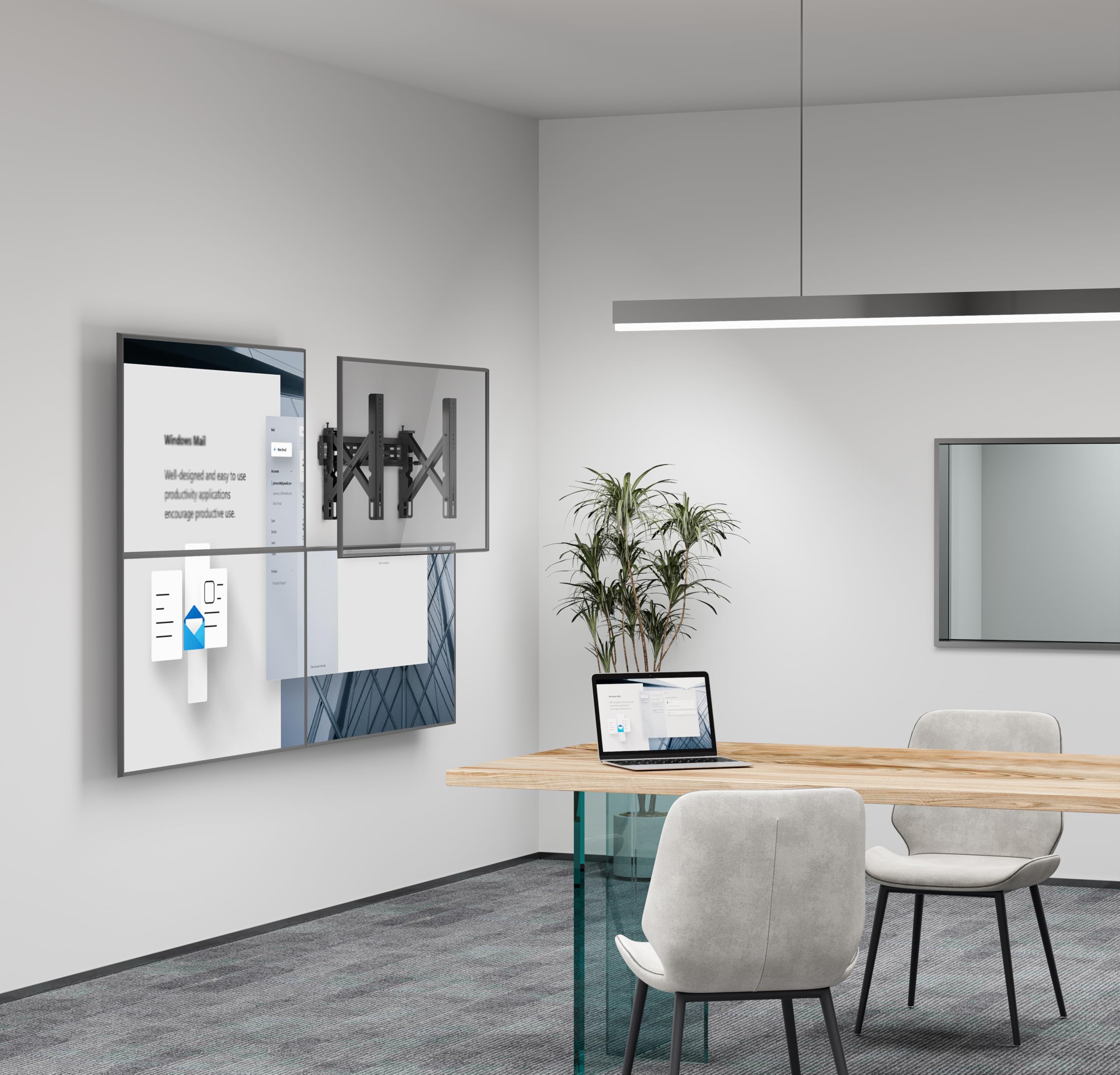 Mount Plus POP-48T Pop Out Video Wall Mount System for 37 to 80" TVs | TV Menu Board | Max VESA 800x400 | Commercial Grade 154 Lbs | Anti-Theft Protection | Full Extension to 8.7"