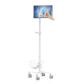 Mount Plus C09 Height Adjustable Mobile Medical Computer Monitor Display Cart with Wheels and Basket Storage | Medical Trolley for Hospital Clinic lab Beauty Salon | Pneumatic Mobile Workstation