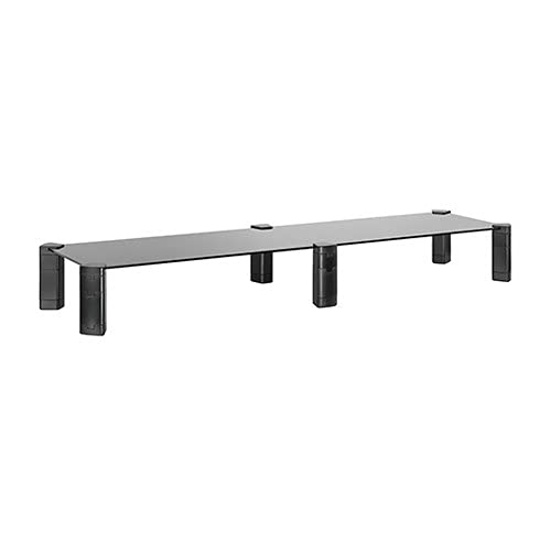 Mount Plus MP-AMS-12 40" Extra Long Monitor Tempered Glass Height Adjustable Riser | Dual Monitor Riser | Multi-Purpose Desktop Organizer Riser for Computer, Laptop and Speakers