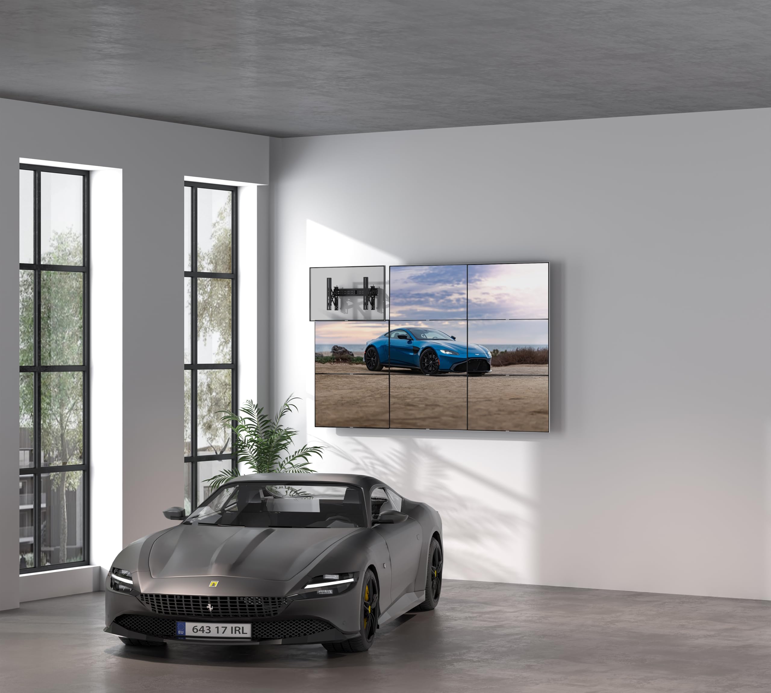 Mount Plus POP-48T Pop Out Video Wall Mount System for 37 to 80" TVs | TV Menu Board | Max VESA 800x400 | Commercial Grade 154 Lbs | Anti-Theft Protection | Full Extension to 8.7"
