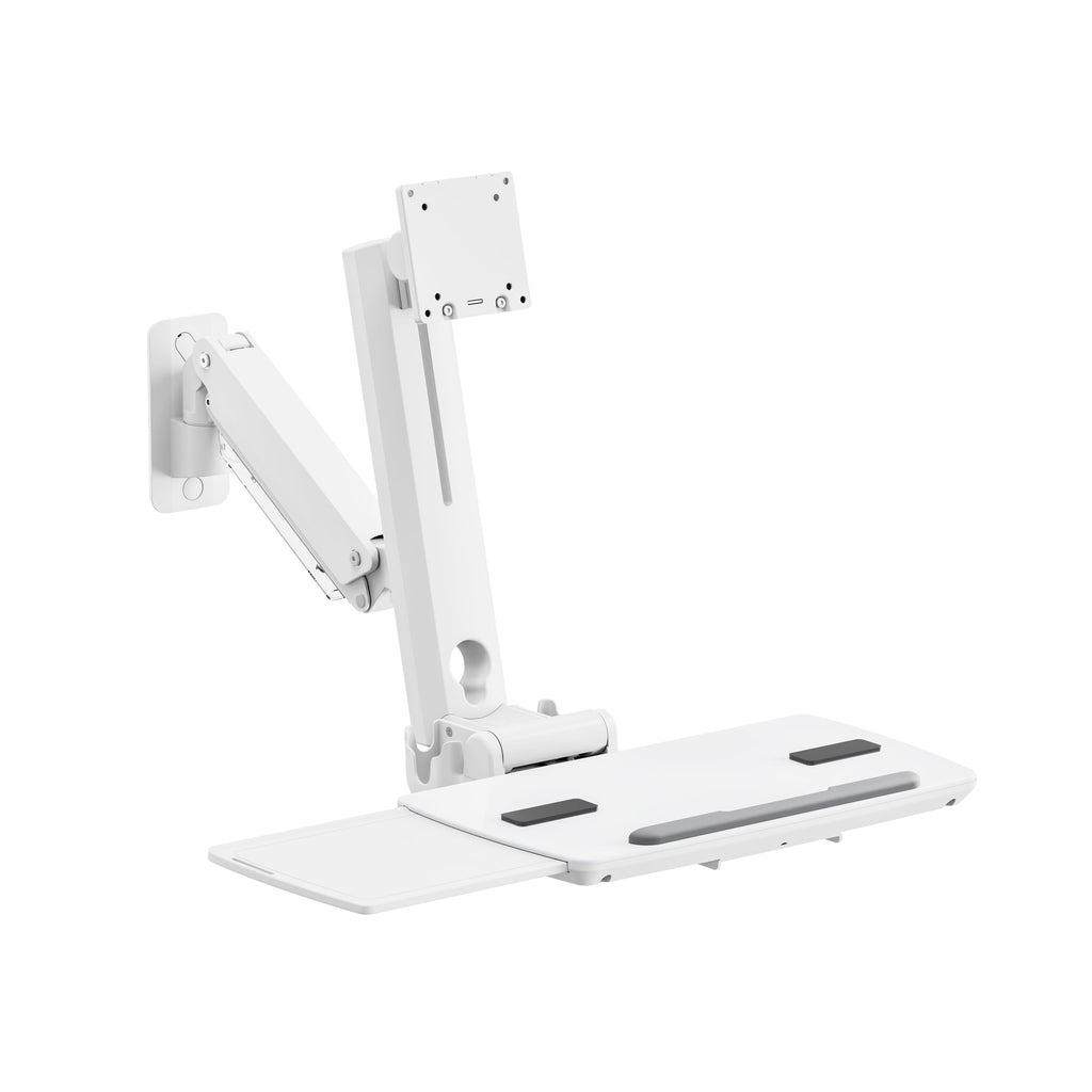 MED2H Heavy Duty Medical Wall Mount Workstation with Folding Keyboard Tray and Sliding Mouse Pad | Height Adjustment Space Save Folding Design for 17"-49" Screen Up to 44 lbs | Oral Scanner Holder