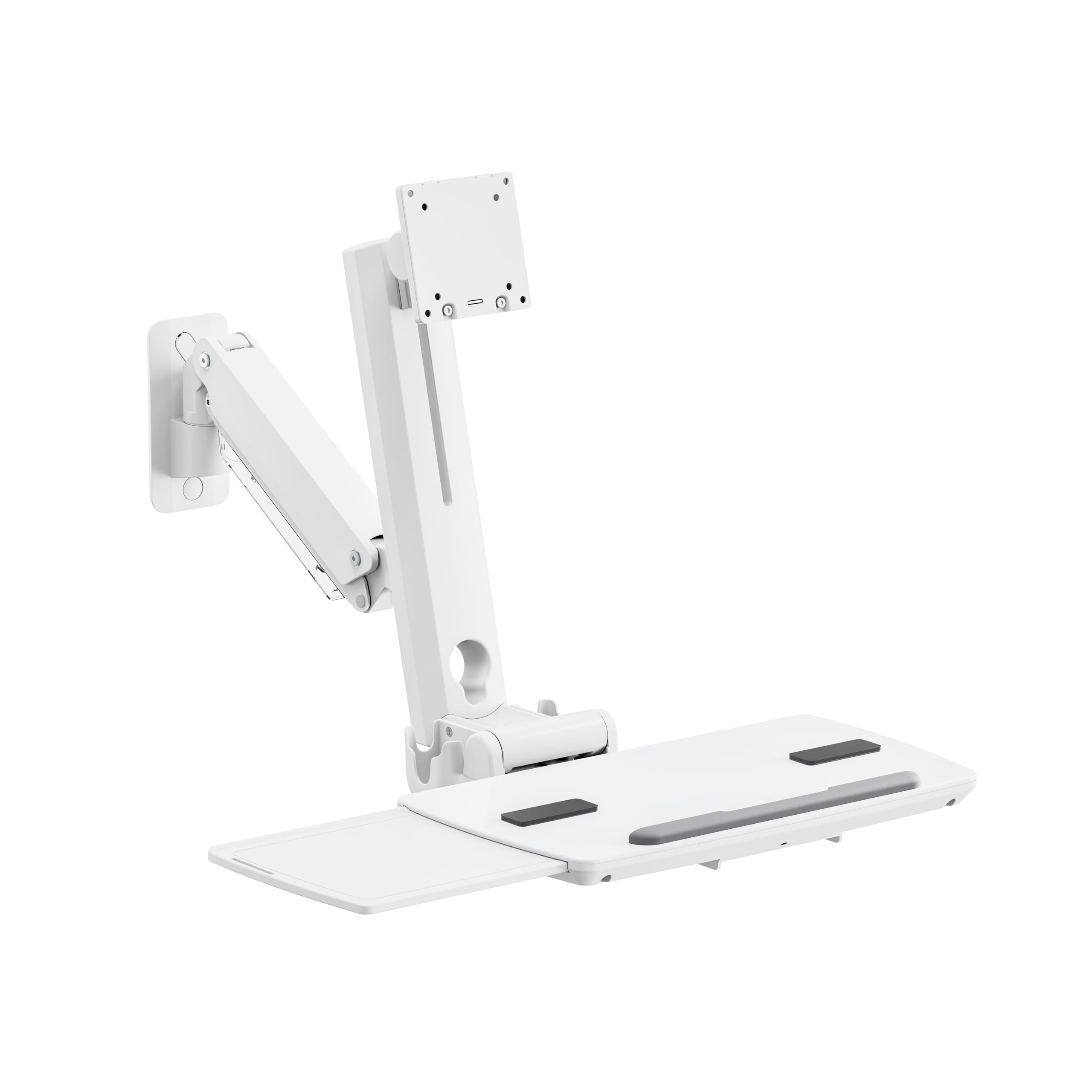 MED2H Heavy Duty Medical Wall Mount Workstation with Folding Keyboard Tray and Sliding Mouse Pad | Height Adjustment Space Save Folding Design for 17"-49" Screen Up to 44 lbs | Oral Scanner Holder