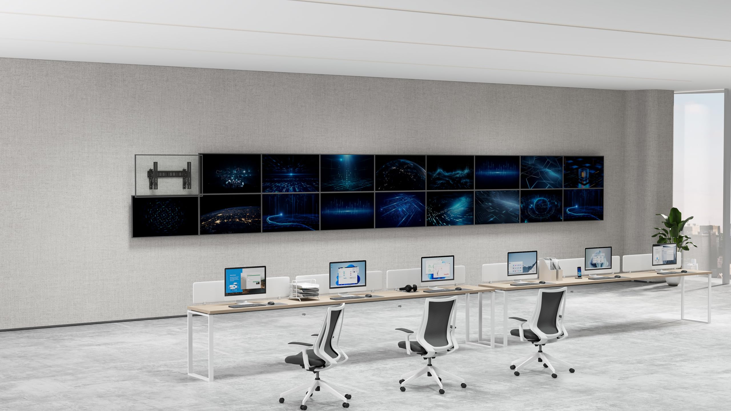 Mount Plus POP-48T Pop Out Video Wall Mount System for 37 to 80" TVs | TV Menu Board | Max VESA 800x400 | Commercial Grade 154 Lbs | Anti-Theft Protection | Full Extension to 8.7"