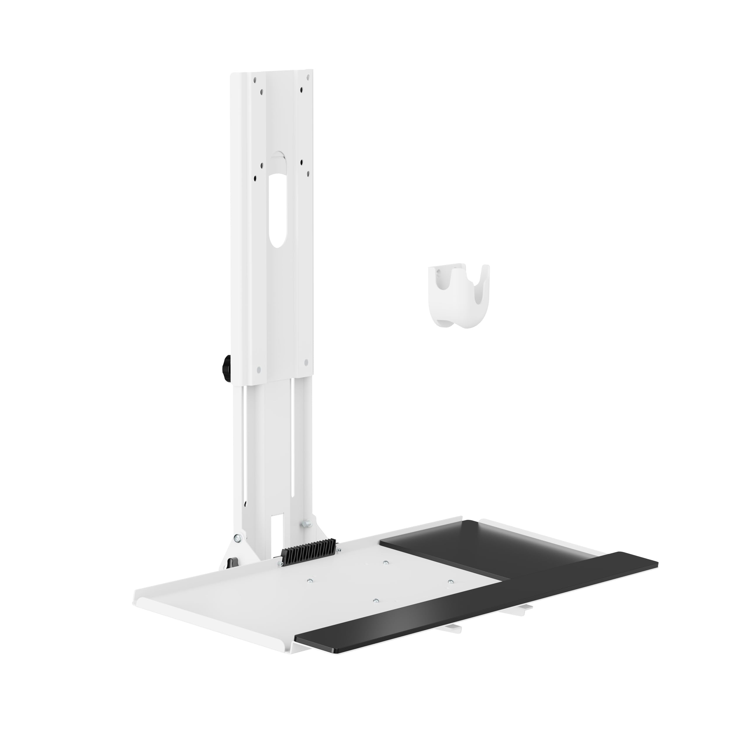 Mount Plus MED01 Medical Monitor and Keyboard Wall Mount For 17" to 32" Display with Height Adjustable Standing Keyboard Tray | Wide Platform with Mouse Pad | Wall Mount Scanner Holder