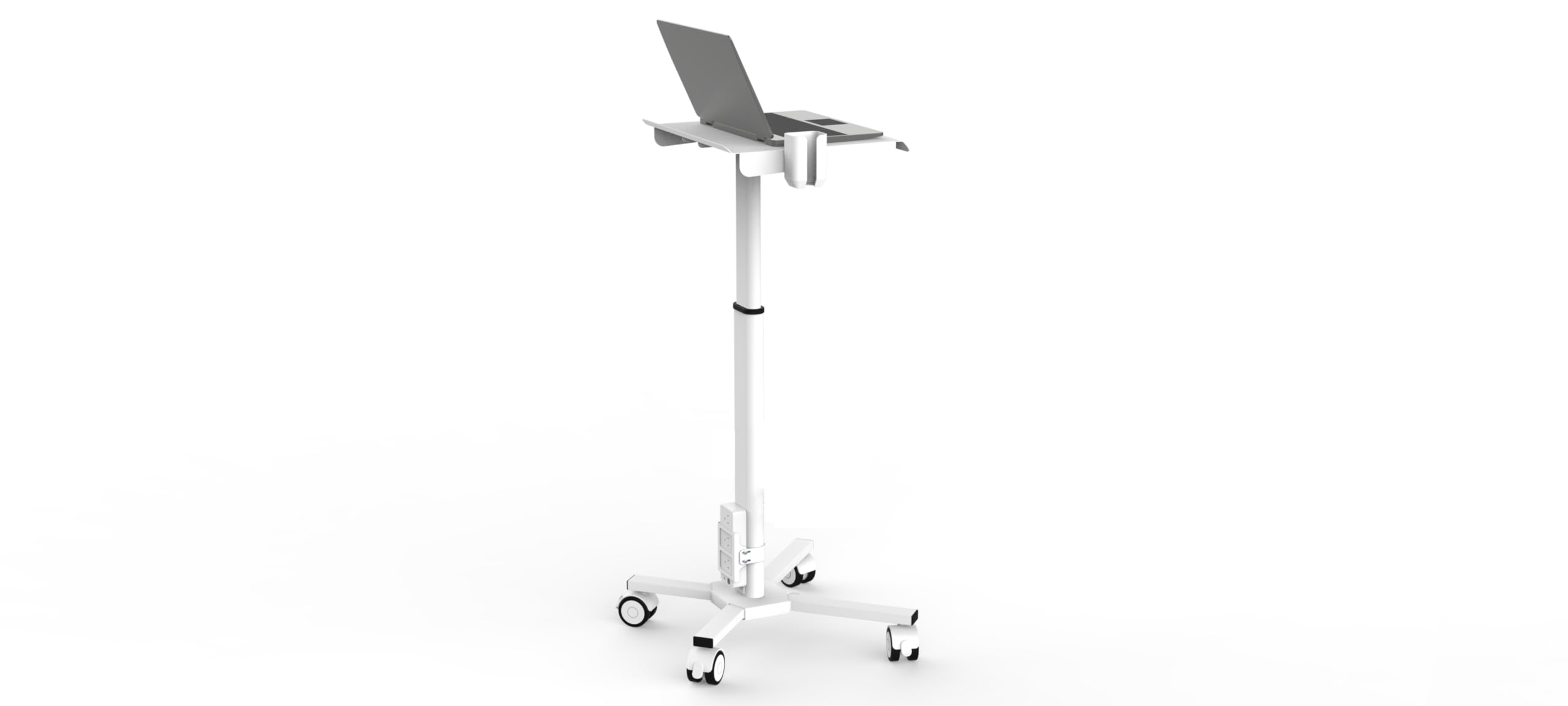 MB-C05N Medical Laptop Workstation Trolley Cart with Wheels, Oral Scanner Holder | Height Adjustable Rolling Lab Cart with Large Tabletop for Dental Office, Hospital, Clinic (No Basket)