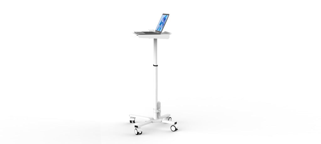MB-C05N Medical Laptop Workstation Trolley Cart with Wheels, Oral Scanner Holder | Height Adjustable Rolling Lab Cart with Large Tabletop for Dental Office, Hospital, Clinic (No Basket)