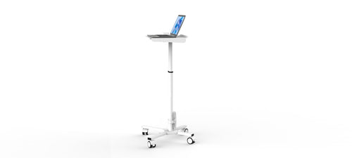 MB-C05N Medical Laptop Workstation Trolley Cart with Wheels, Oral Scanner Holder | Height Adjustable Rolling Lab Cart with Large Tabletop for Dental Office, Hospital, Clinic (No Basket)