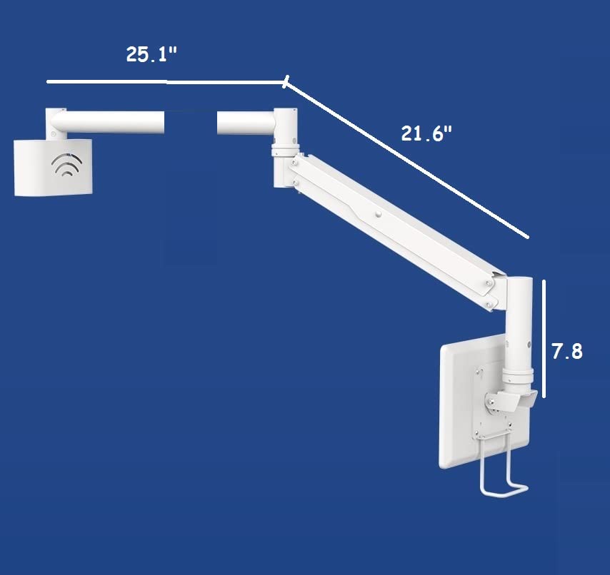 Mount Plus MB-W01 Medical Grade Wall Mount for 13.3" Tablet, iPad, Monitor | 46.8" Long Arm, 540 Rotation, Concealed Cables