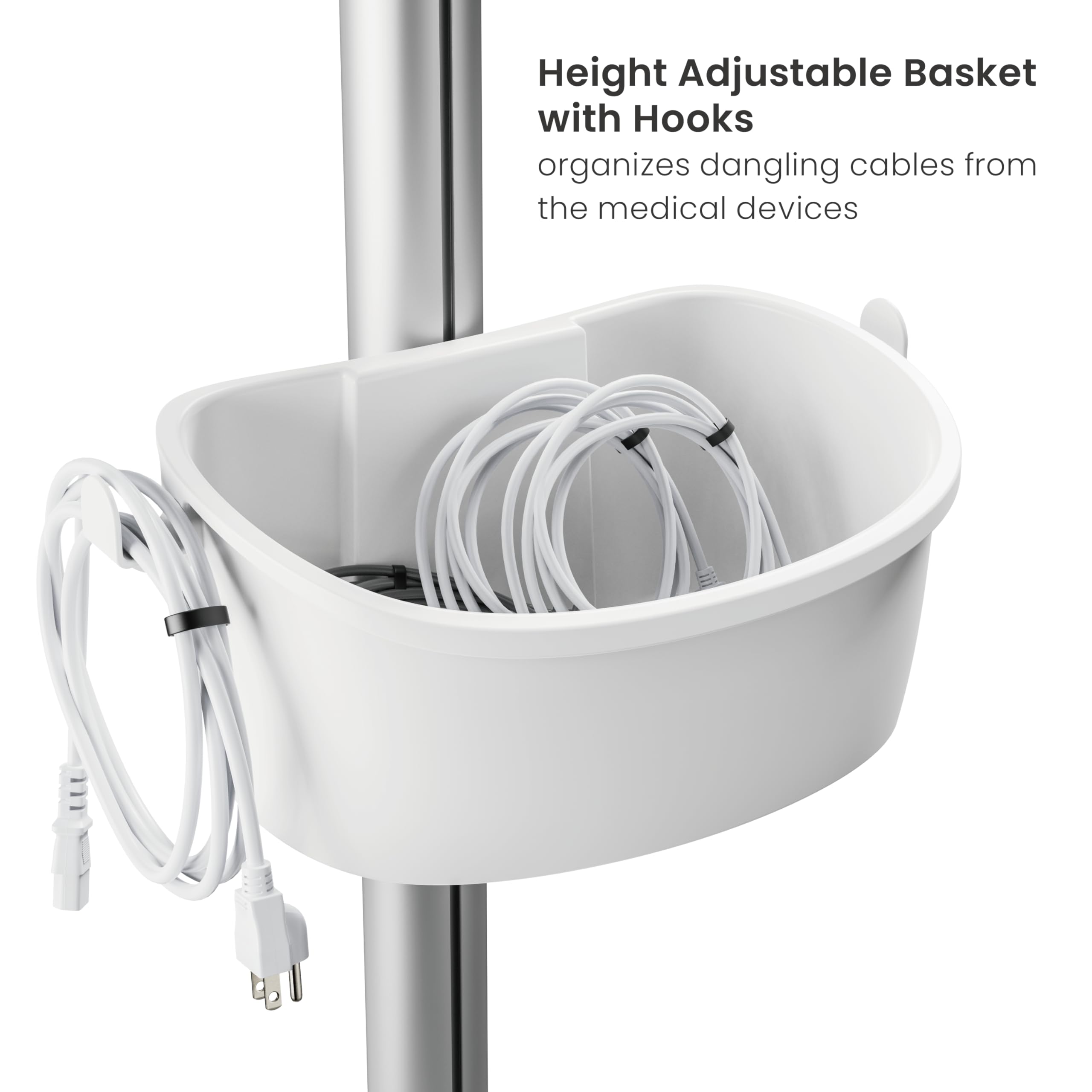 Mount Plus MB-C14 Medical Mobile Trolley with Wheels 33.1"-45.3" Height Adjustable Steel Dental Cart Rolling Ultrasound Lab Cart with 16.3"× 15.1" Large Tabletop | Scanner Holders