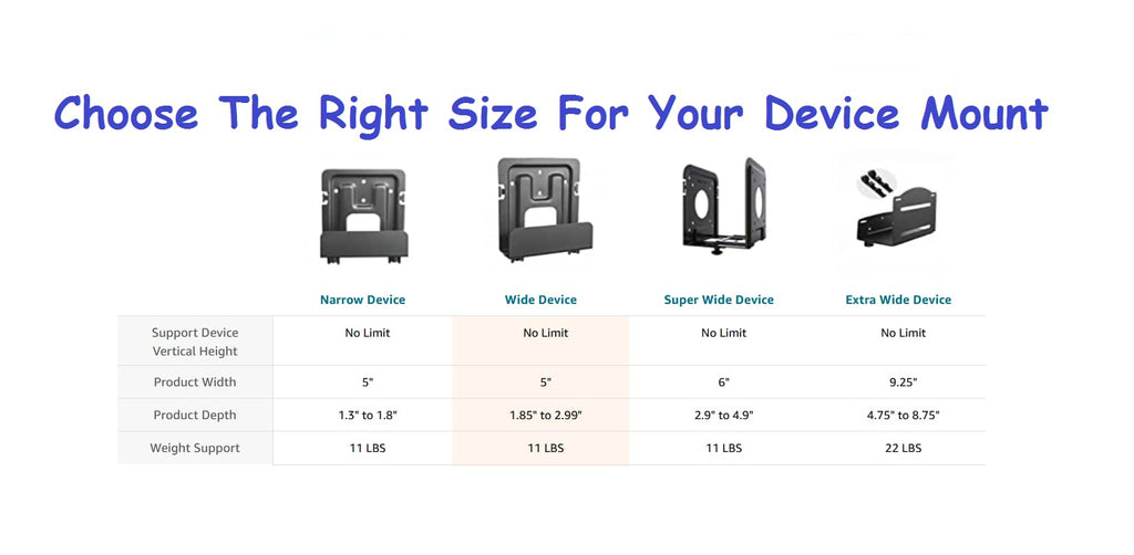 Mount Plus Streaming Media Player Wall Mounting Bracket for Most Small Devices Up to 2.2 lbs. - Apple TV, Roku, Fire TV, etc