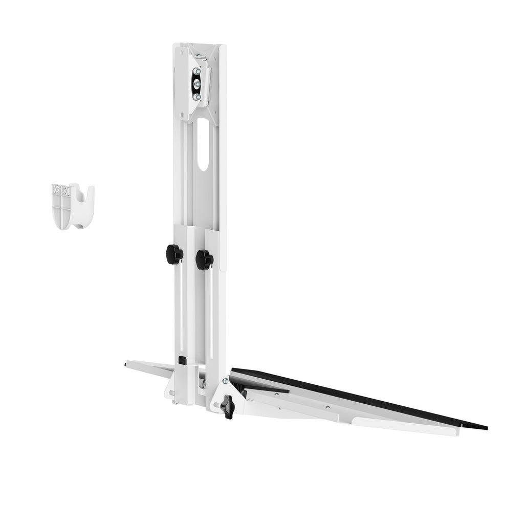 Mount Plus MED01 Medical Monitor and Keyboard Wall Mount For 17" to 32" Display with Height Adjustable Standing Keyboard Tray | Wide Platform with Mouse Pad | Wall Mount Scanner Holder