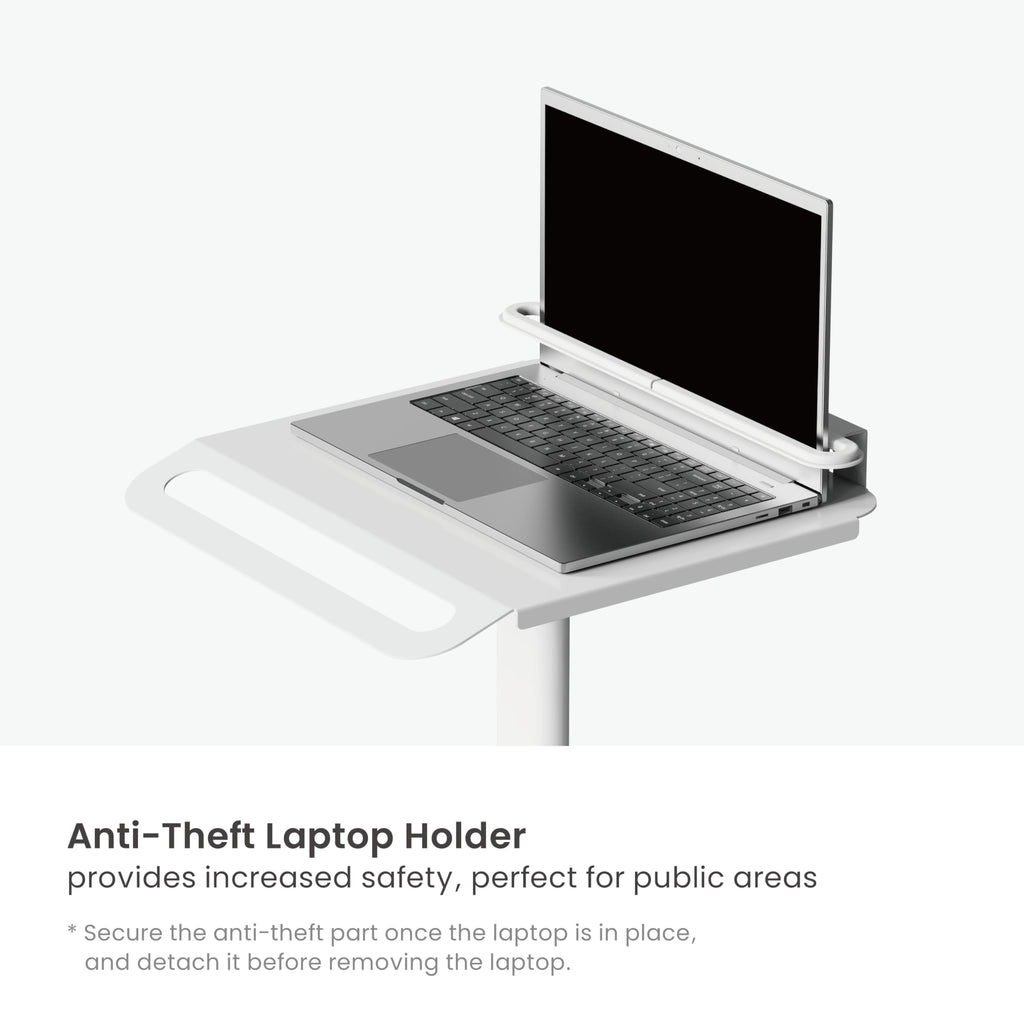 MB-C13-4 Height Adjustable, Lightweight, Anti-Theft, Anti-Slip Medical Laptop Workstation Trolley Cart with Wheels, Oral Scanner Holder, Basket Storage | Tabletop for Dental Office, Hospital, Clinic