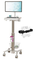 MB-C10 Medical Trolley Cart for Monitor Desktop with Keyboard Table, Basket, Wipe Holder, Scanner Holder for Hospital Clinic Dental Office | Height Adjustable Mobile Workstation | Mini CPU Mount