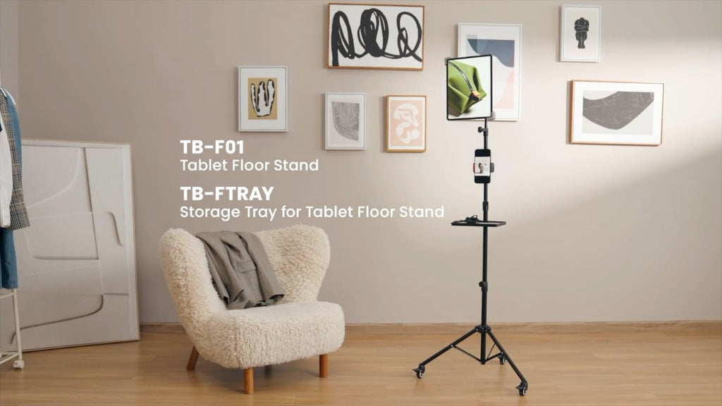Mount Plus TB-FTRAY Universal Plastic Tray For Microphone Stand, Tablet Cart | Clamp on Rod Holders | Suitable for Pole Size 1.5 CM to 3.5 CM (Stand NOT Included)
