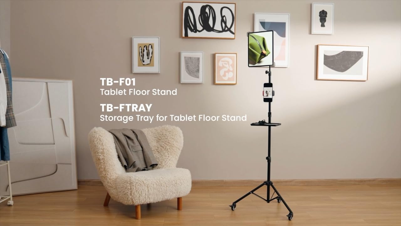 Mount Plus TB-FTRAY Universal Plastic Tray For Microphone Stand, Tablet Cart | Clamp on Rod Holders | Suitable for Pole Size 1.5 CM to 3.5 CM (Stand NOT Included)