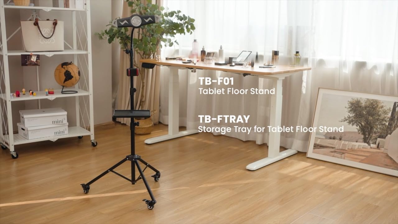 Mount Plus TB-FTRAY Universal Plastic Tray For Microphone Stand, Tablet Cart | Clamp on Rod Holders | Suitable for Pole Size 1.5 CM to 3.5 CM (Stand NOT Included)