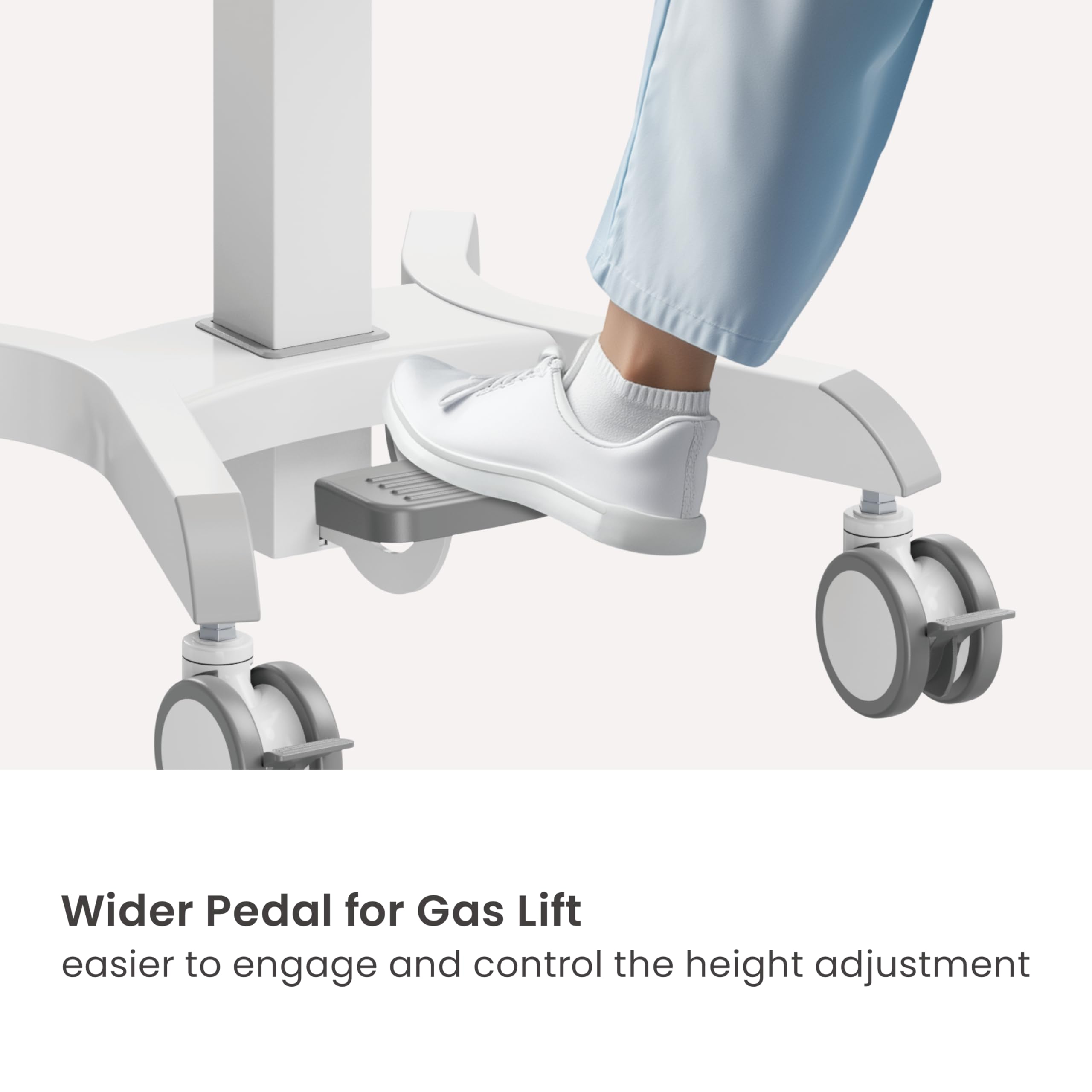 Mount Plus MB-C12 Mobile Height Adjustable Medical Workstation Cart with Retractable Keyboard, Mouse Tray, Large Tabletop (19.7" x19.3), Swivel Locking Casters for Hospitals, Dental and Clinic