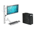 MED10 Medical Monitor Wall Mount with Folding Keyboard Tray and Mouse Pad | Scanner Holder | Heavy Duty Height Adjustment Folding Design for 17"-49" Monitor On Wall Track with CPU Wall Mount