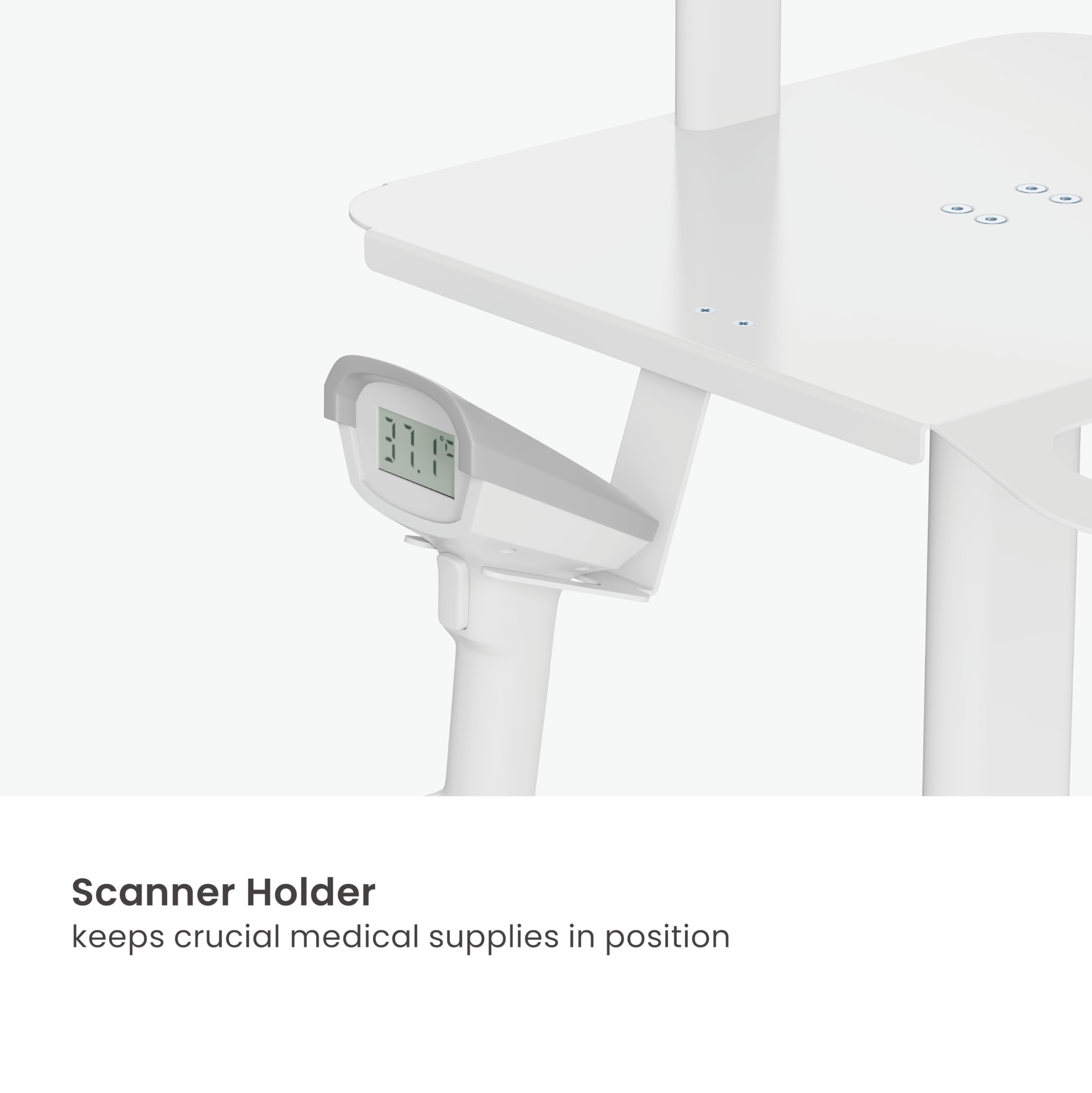 MB-C13-2T Lightweight Medical Trolley Cart for IPAD, Tablet with Keyboard Table, Basket, Scanner Holder for Hospital Clinic Dental Office Home Office | Height Adjustable Mobile Workstation