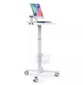 Mount Plus C01 Height Adjustable Mobile Medical Tablet Cart with Wheels and Tablet Enclosure Basket Storage | Medical Trolley for Hospital Clinic Beauty Salon | Pneumatic Mobile iPad Workstation