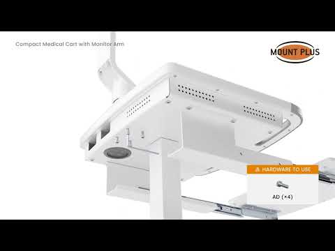 Mount Plus MB-C12 Mobile Height Adjustable Medical Workstation Cart with Retractable Keyboard, Mouse Tray, Large Tabletop (19.7" x19.3), Swivel Locking Casters for Hospitals, Dental and Clinic